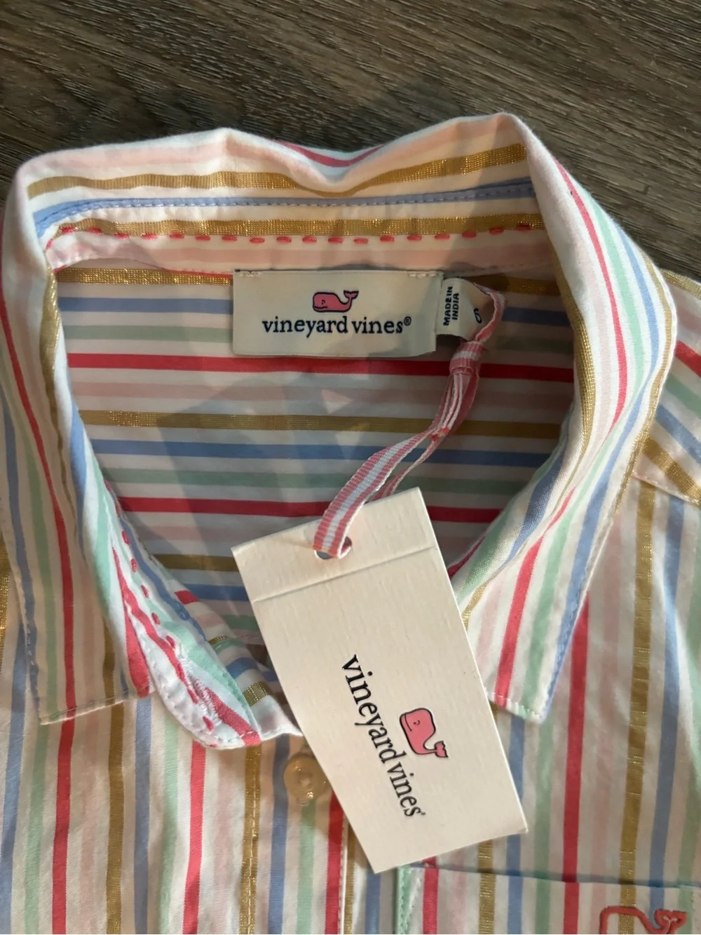 Vineyard Vines Girls Size 6 Poplin Button Down Shirt Long Sleeve Striped